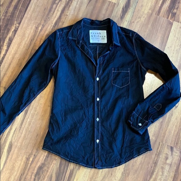 Frank & Eileen Tops - Frank & Eileen crinkle black w/white stitching